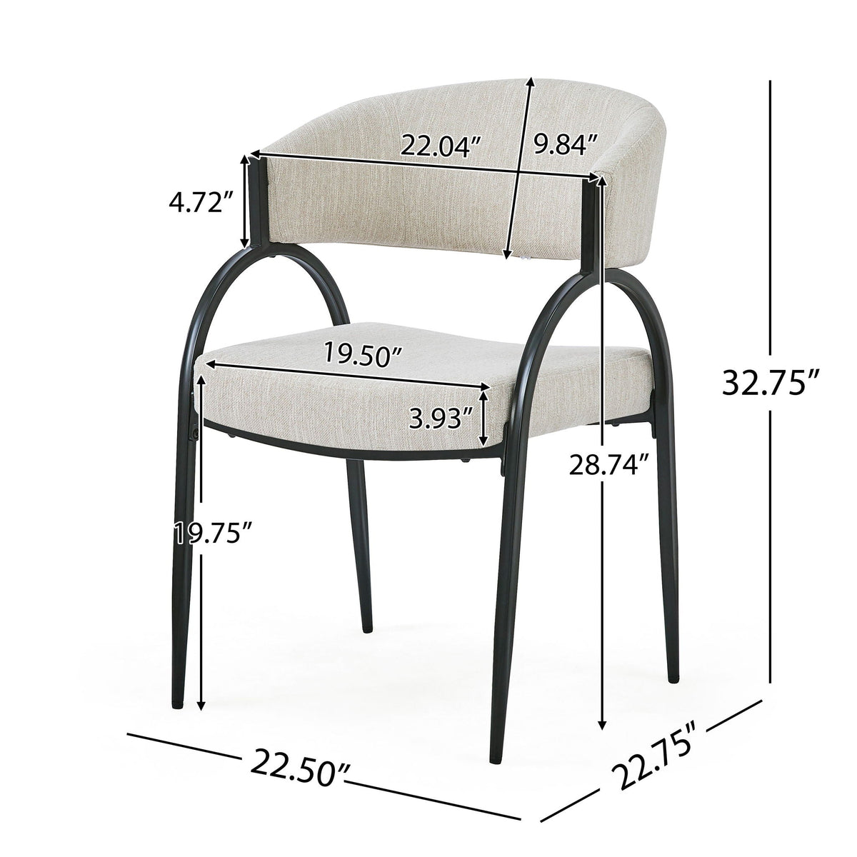Contemporary Upholstered Dining Chairs with Metal Legs - Gray or Beige