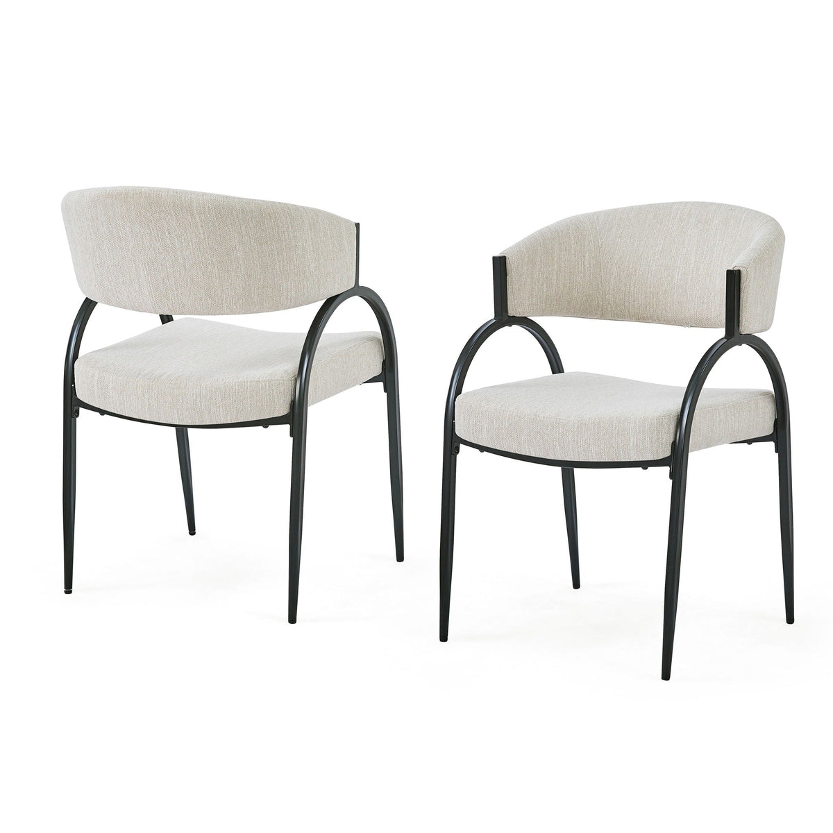 Contemporary Upholstered Dining Chairs with Metal Legs - Gray or Beige