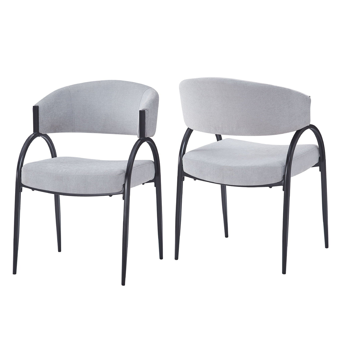 Contemporary Upholstered Dining Chairs with Metal Legs - Gray or Beige