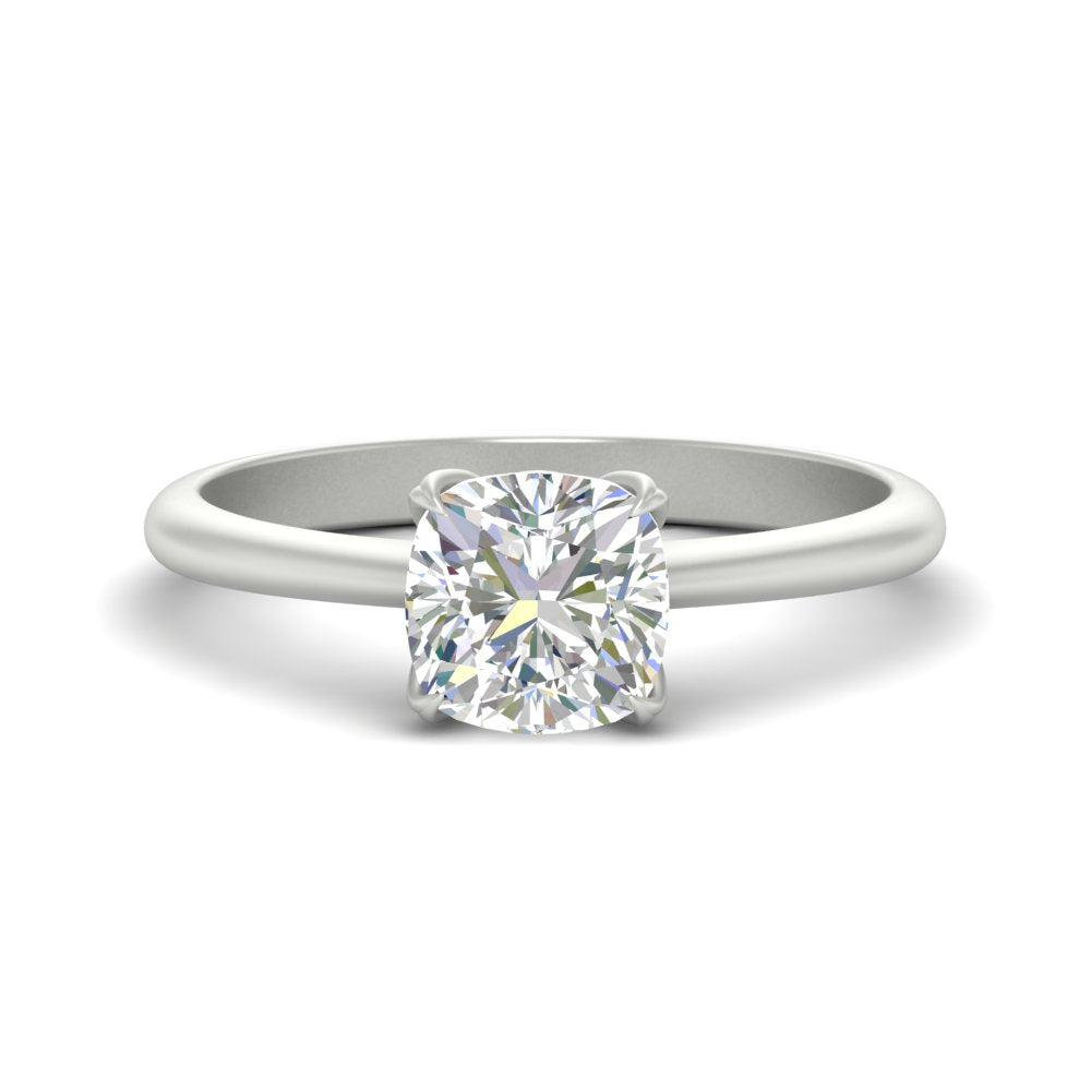 Floral Head Cushion Solitaire Cathedral Ring