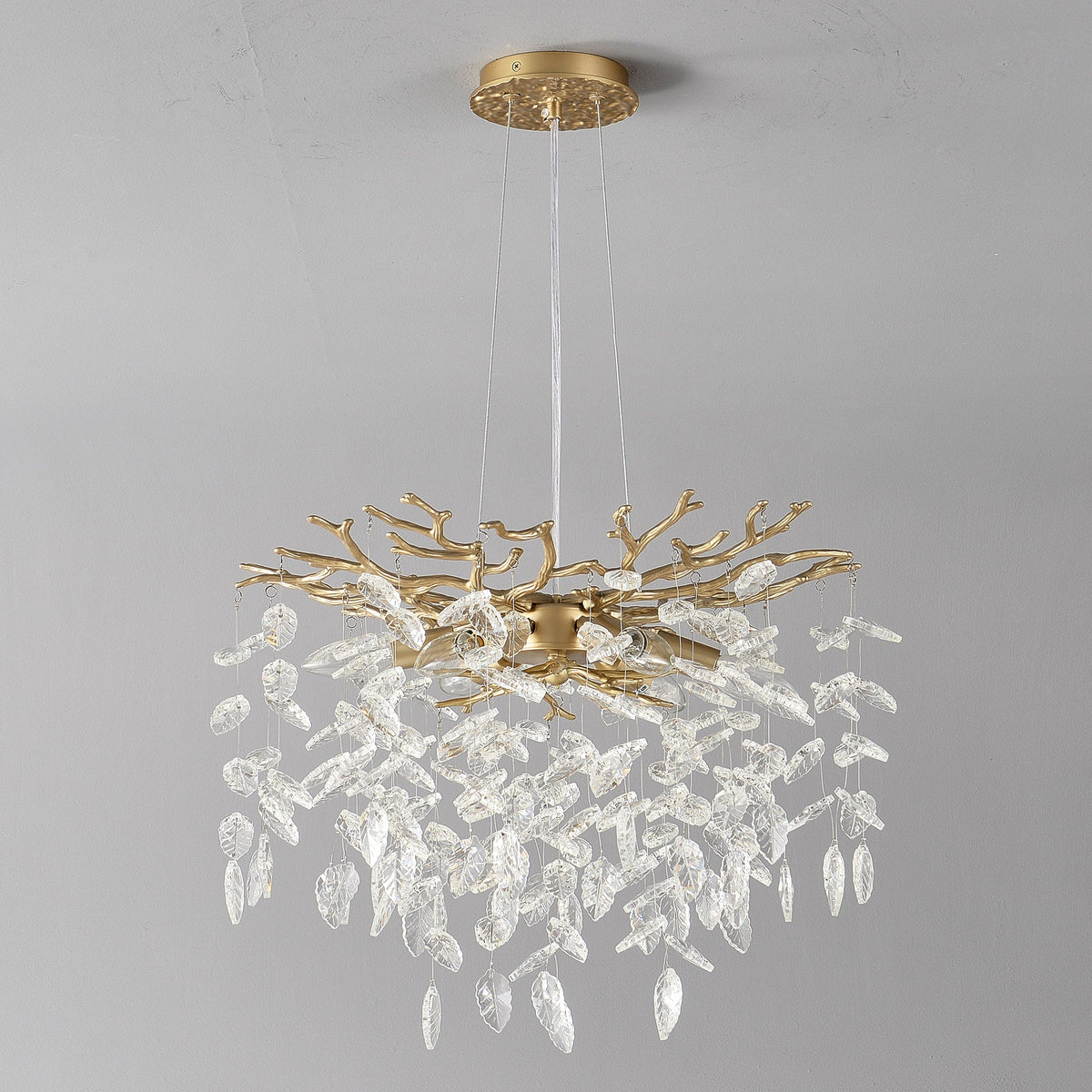 6-Light Crystal Chandelier with Gold Finish - Elegant Ceiling Lamp