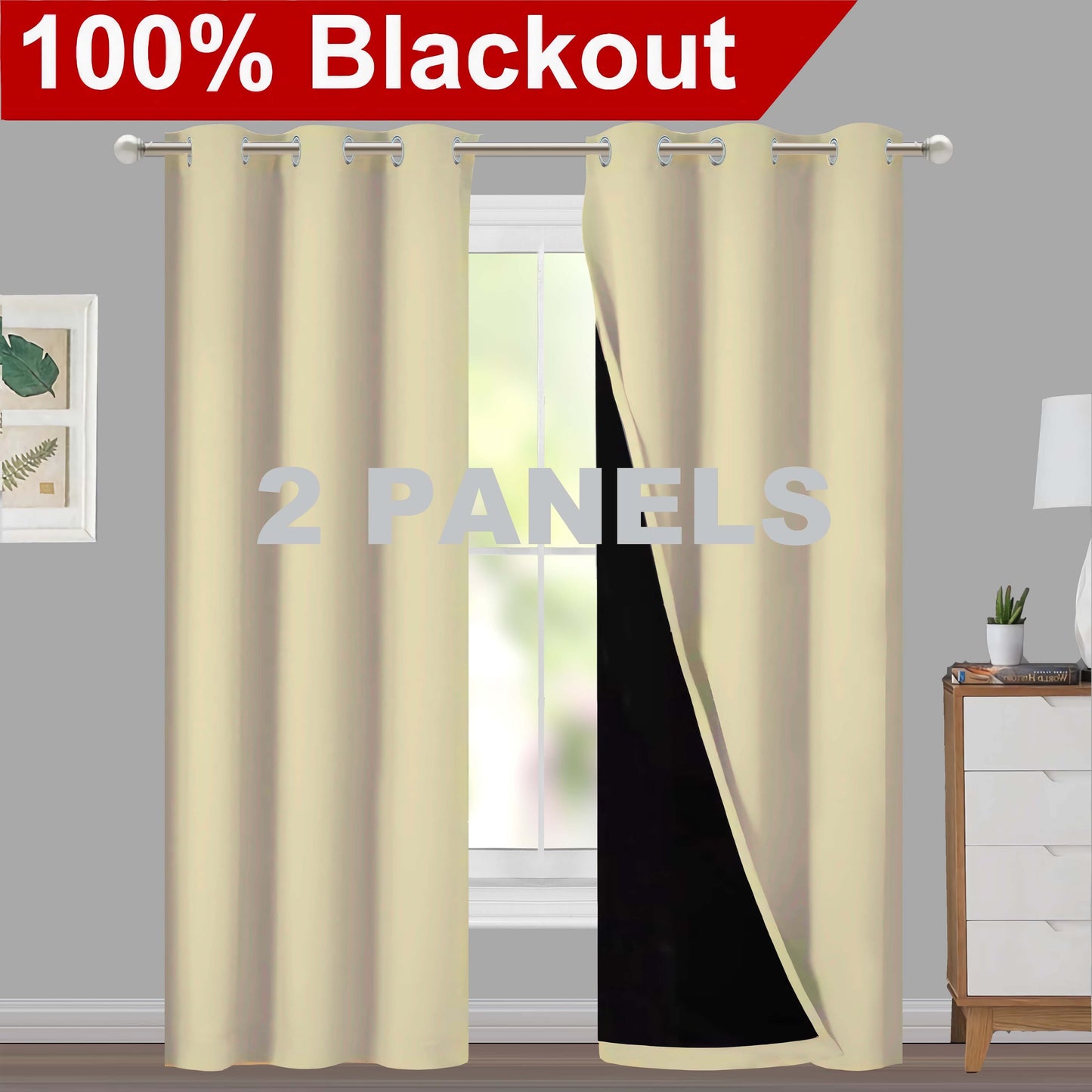 1pc Classic Blackout Curtains with Grommet Thermal Insulated Living Room Bedroom Kitchen Bathroom