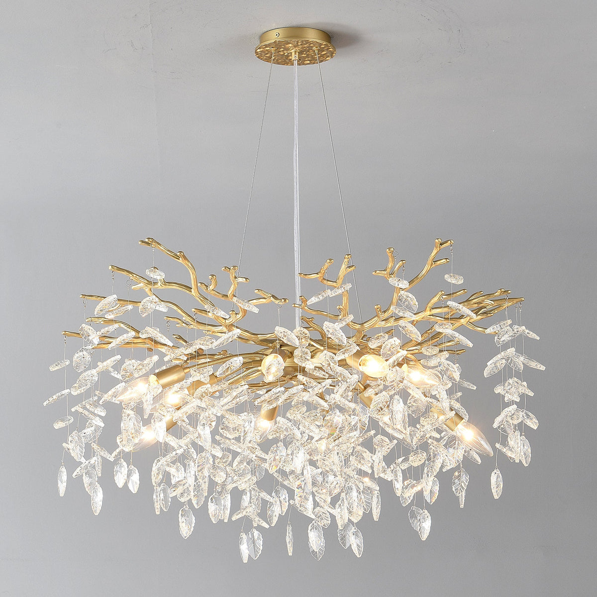 8-Light Crystal Chandelier with Gold Finish and Crystal Accents - Gold