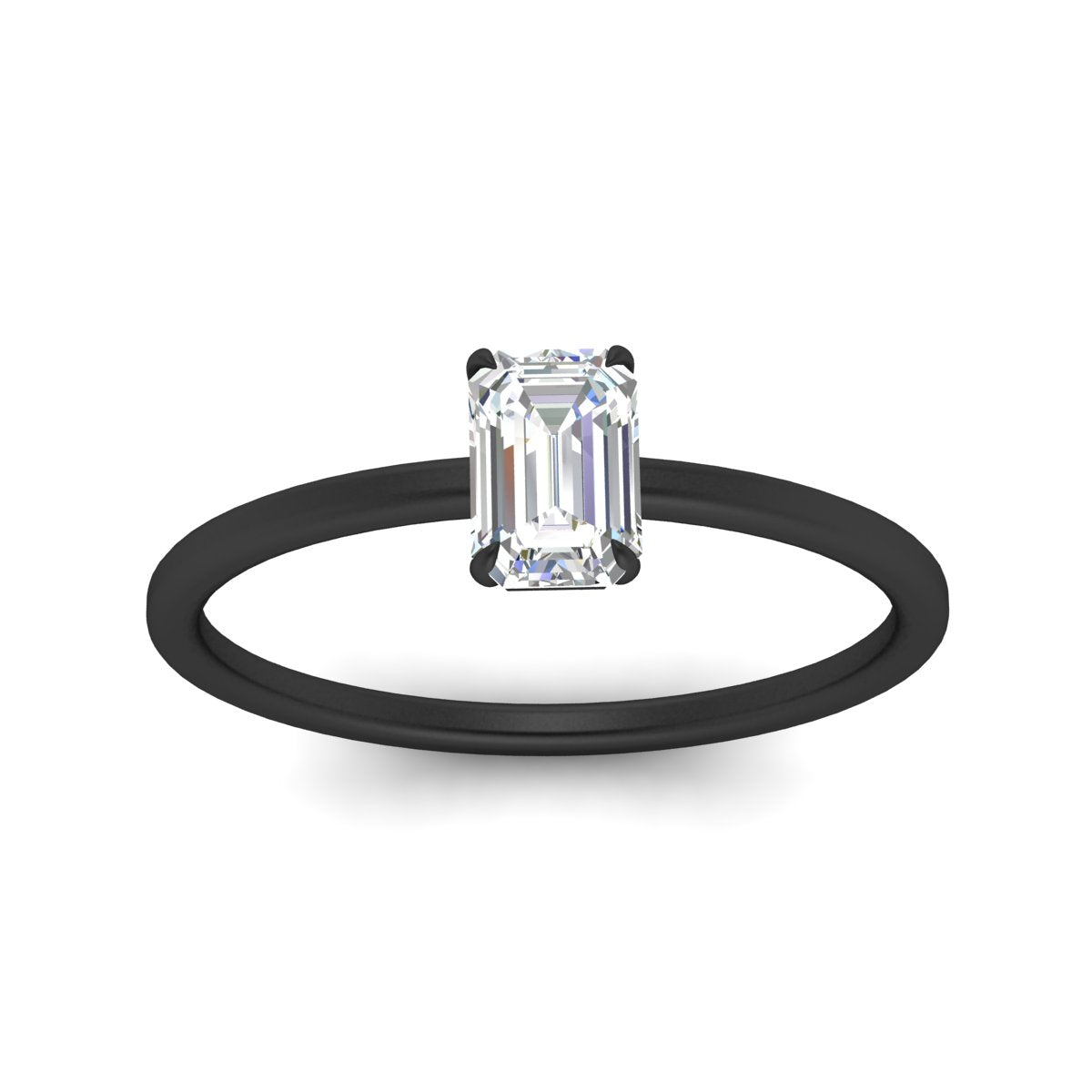 Emerald Cut Thin Classic Solitaire Ring