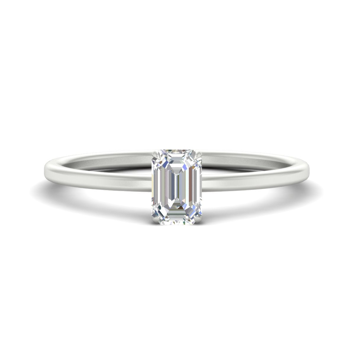 Emerald Cut Thin Classic Solitaire Ring
