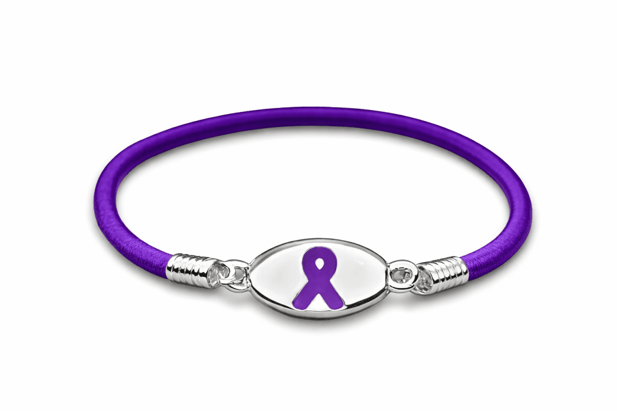 Testicular Cancer Awareness Stretch Bracelets | Purple Ribbon