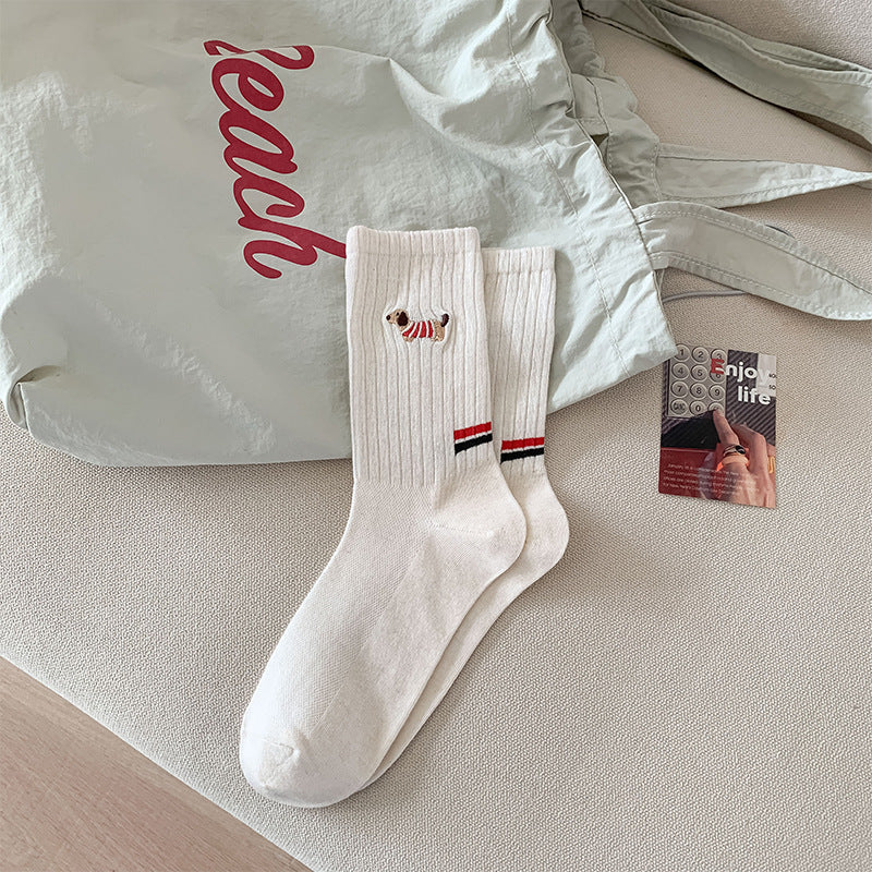 Personality Puppy Embroidered Socks Children