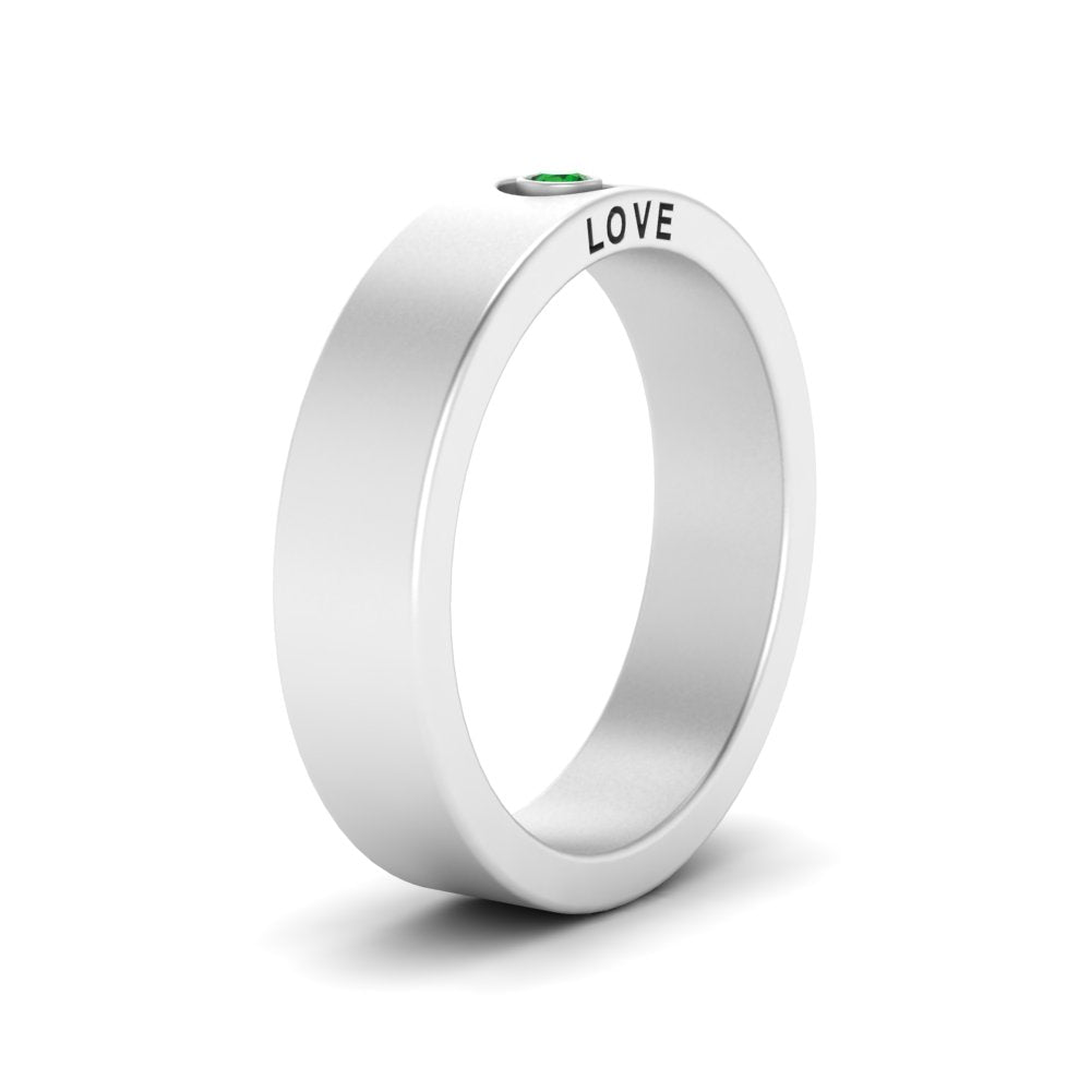 Flat Single Stone Mens Band Engraved