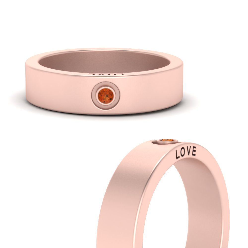 Flat Single Stone Mens Band Engraved