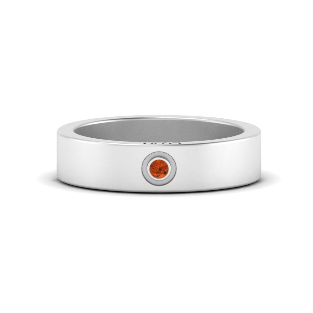 Flat Single Stone Mens Band Engraved