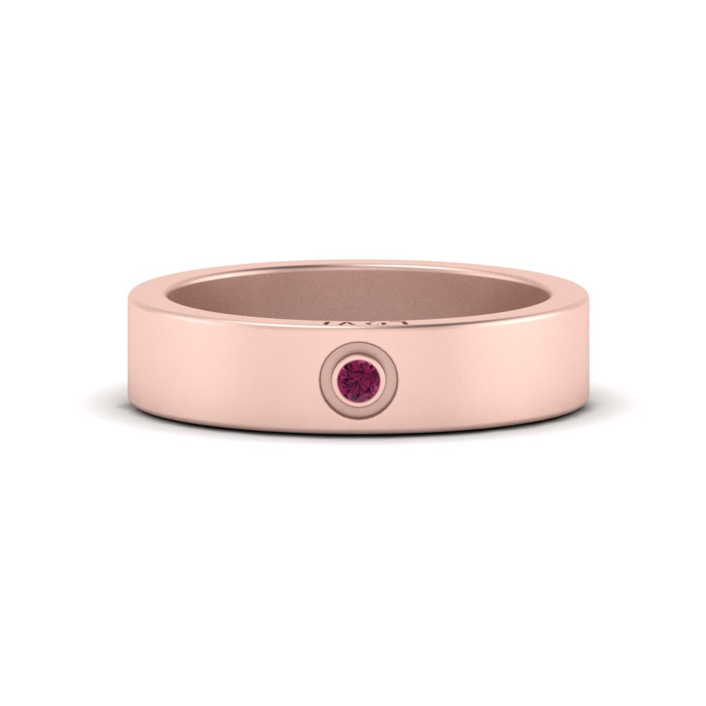 Flat Single Stone Mens Band Engraved