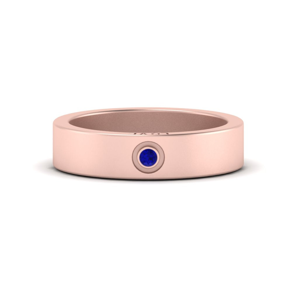 Flat Single Stone Mens Band Engraved