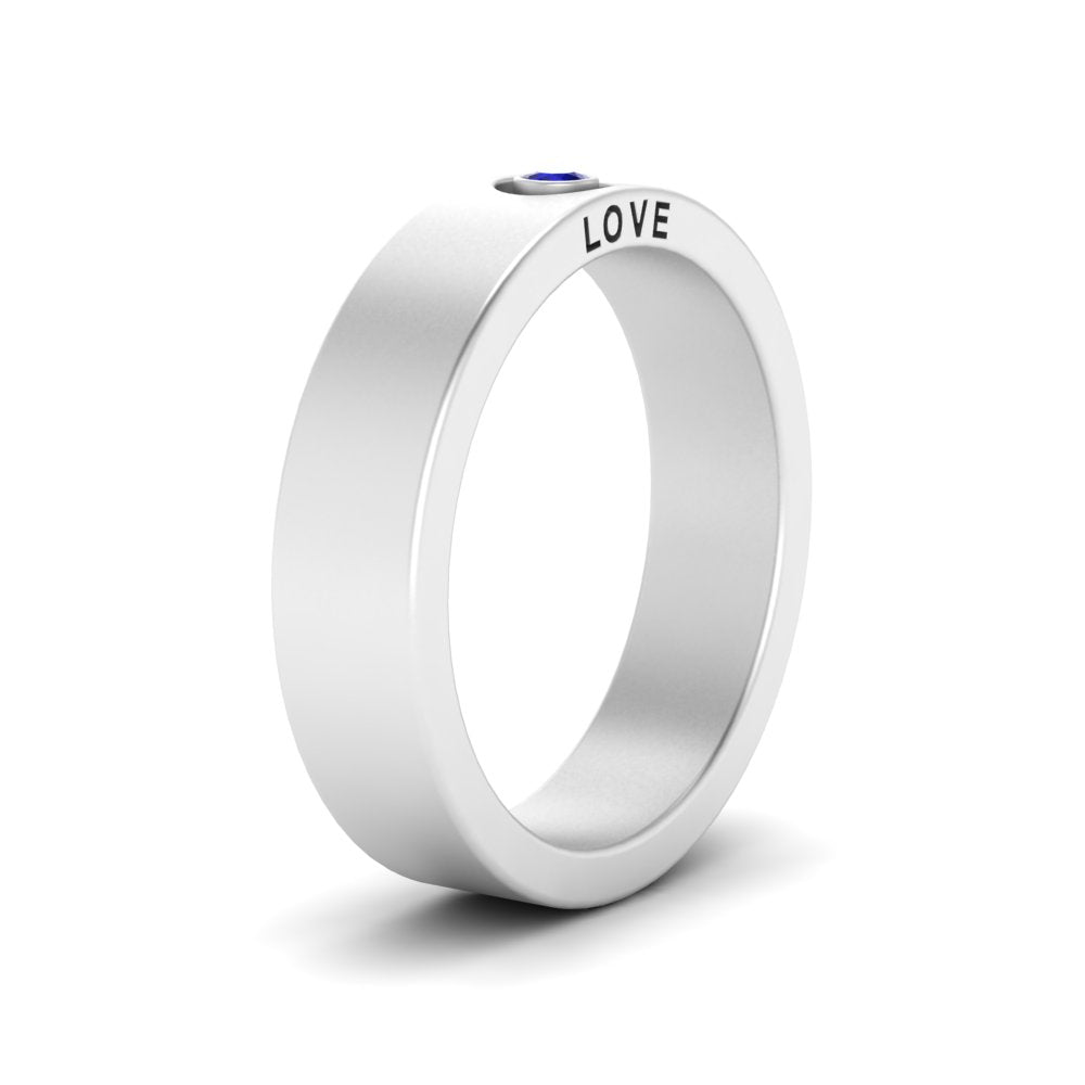 Flat Single Stone Mens Band Engraved