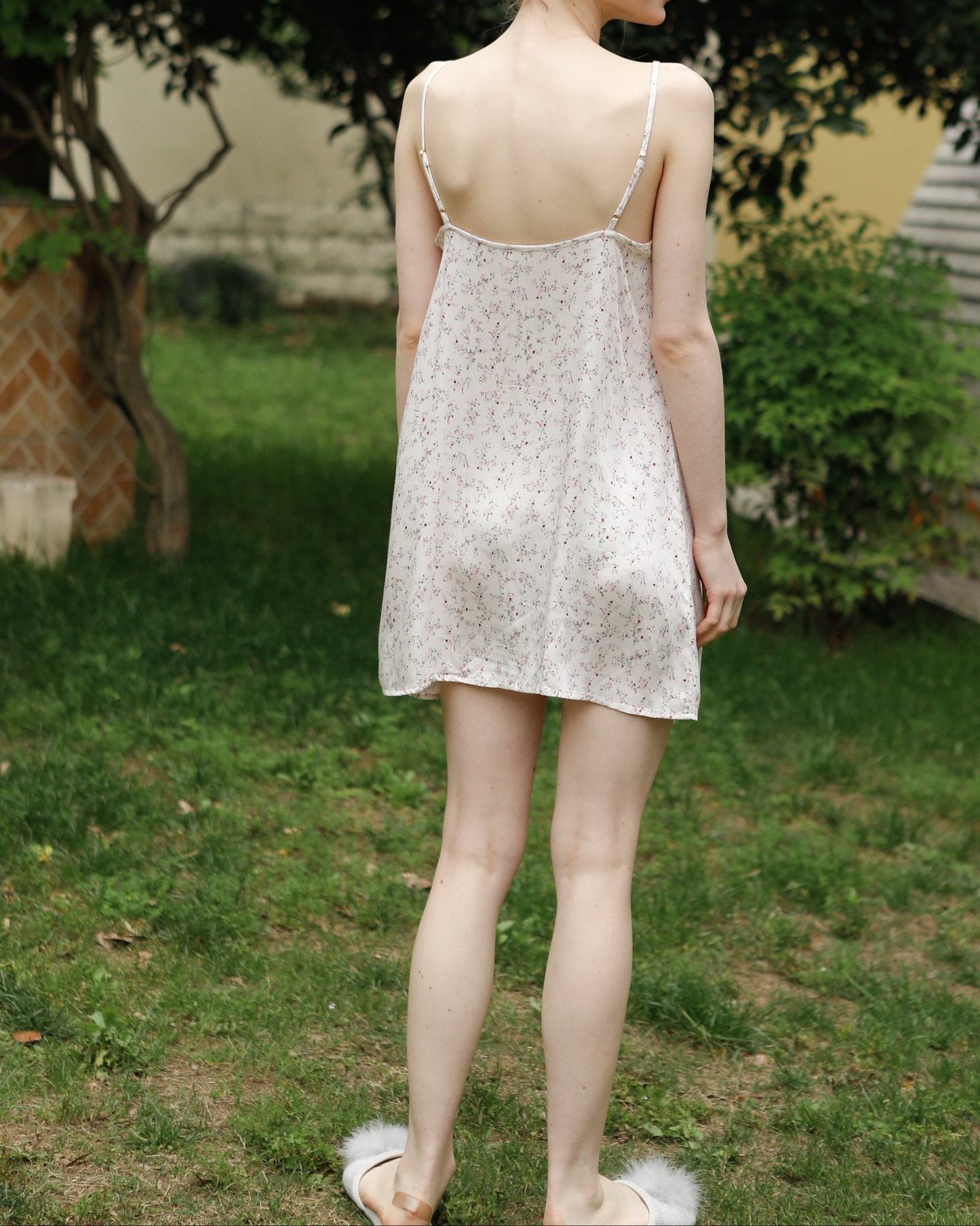 Fresh Floral Nightgown Pajama Dress / Pink Floral