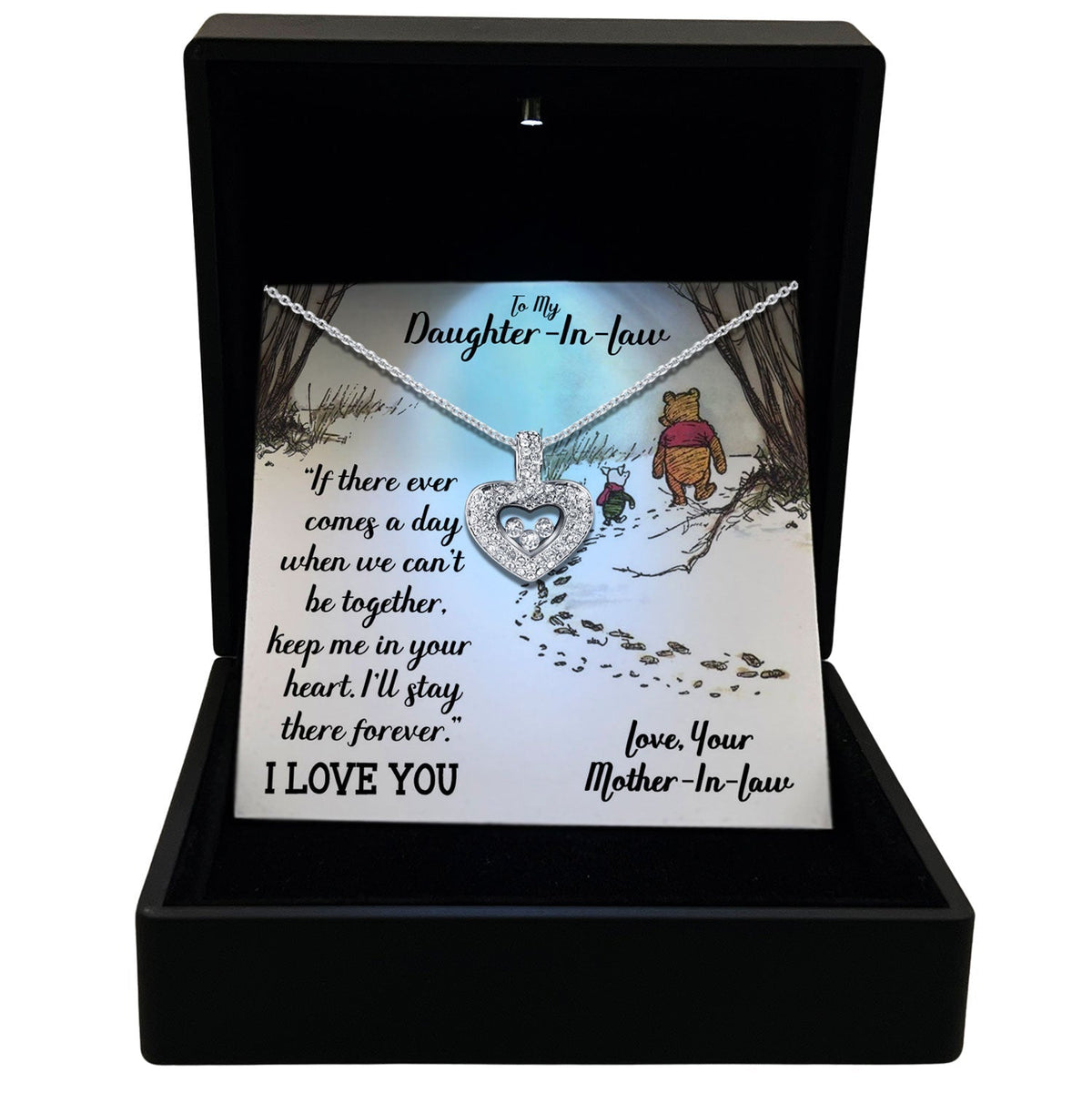 To My Daughter-In-Law - I'll Stay There Forever- Tryndi Floating Heart Necklace