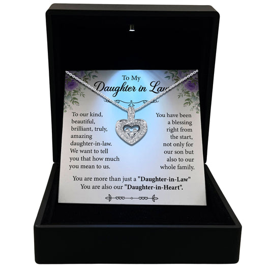 Daughter-In-Law Heart Necklace | Tryndi Floating Heart Design with Authentic Swarovski Crystals