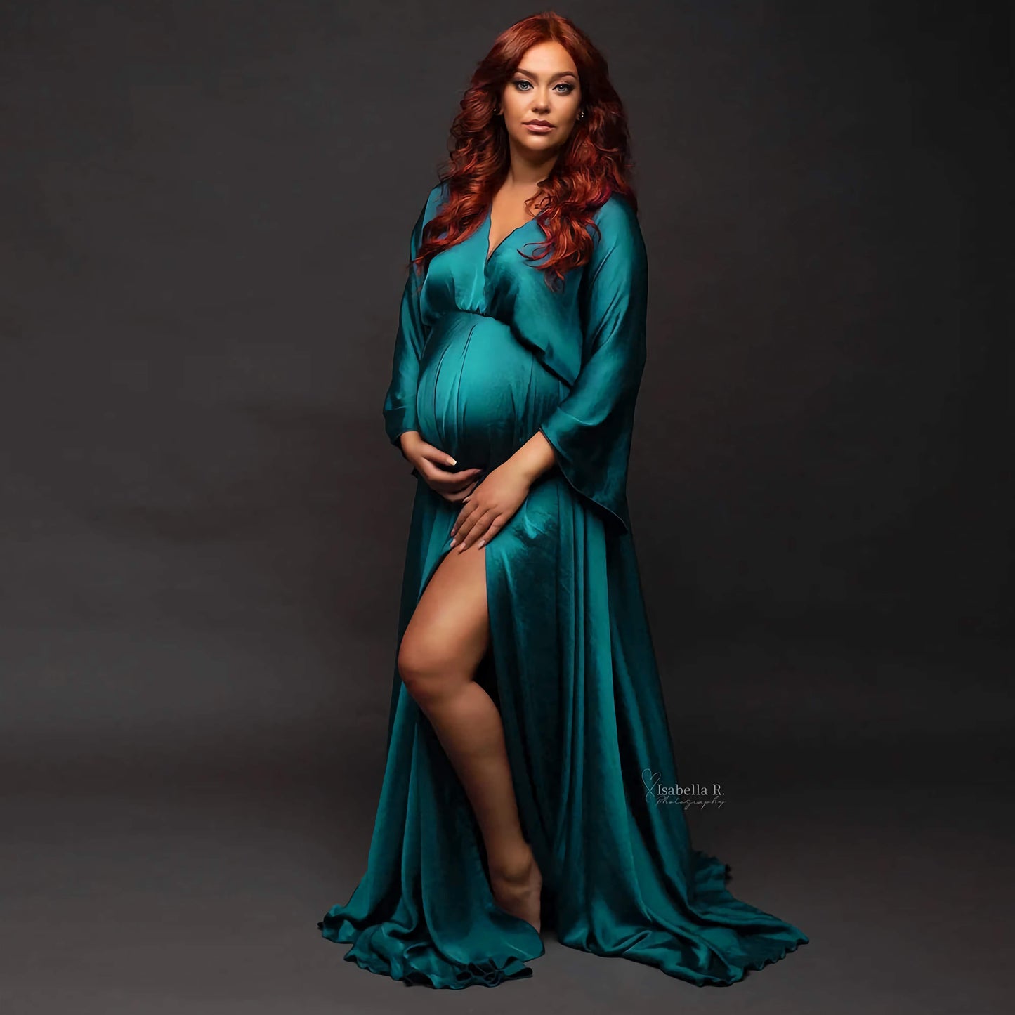 Elegant Soft Satin Maternity Photography Gown