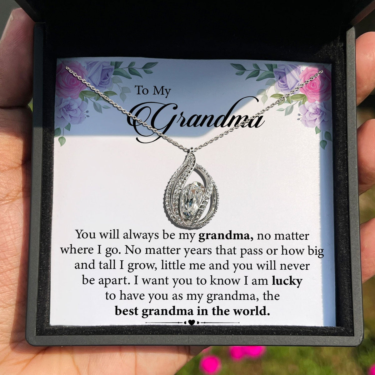 Tryndi to My Grandma Birdcage Necklace with Authentic Swarovski Crystals