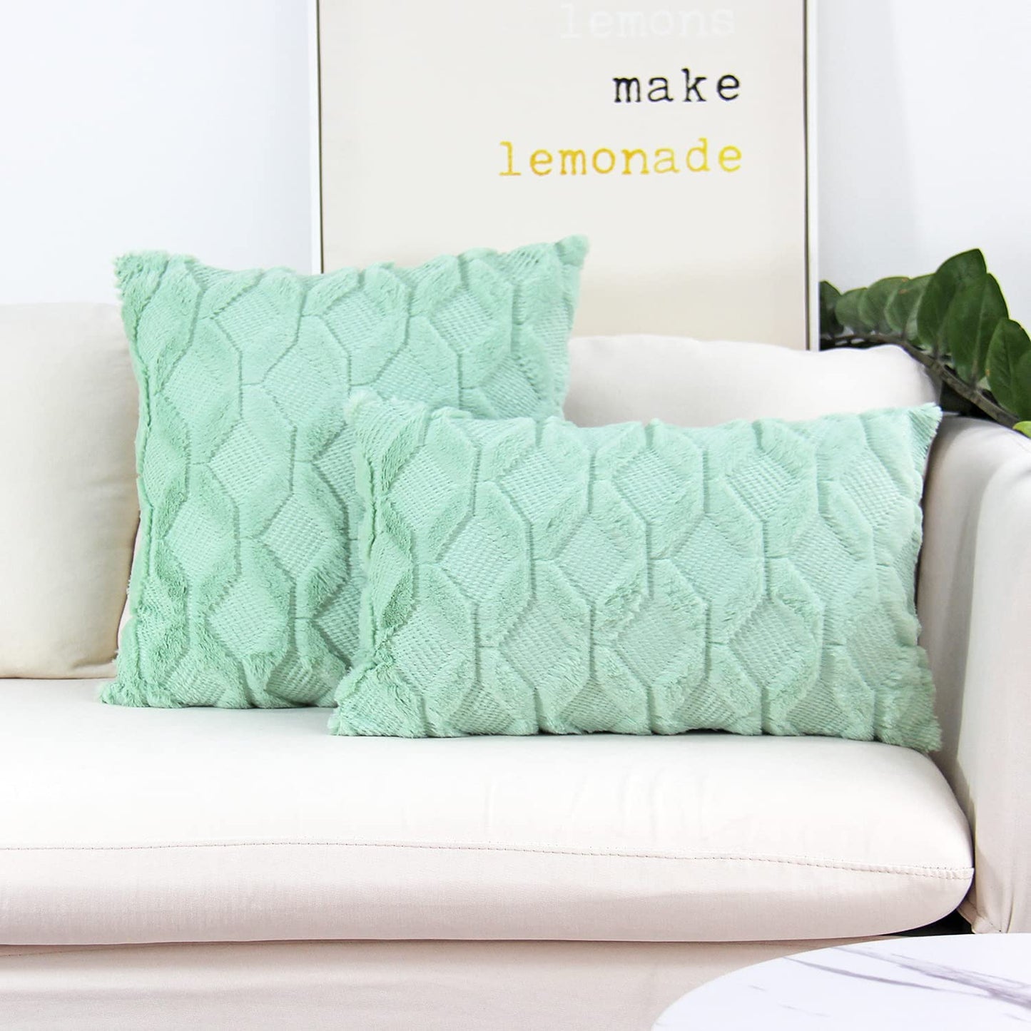 Pack of 2 bundle One 18"x18" with a matching color of one 12"x20" Square and rectangle combo set throw pillow covers with inserts