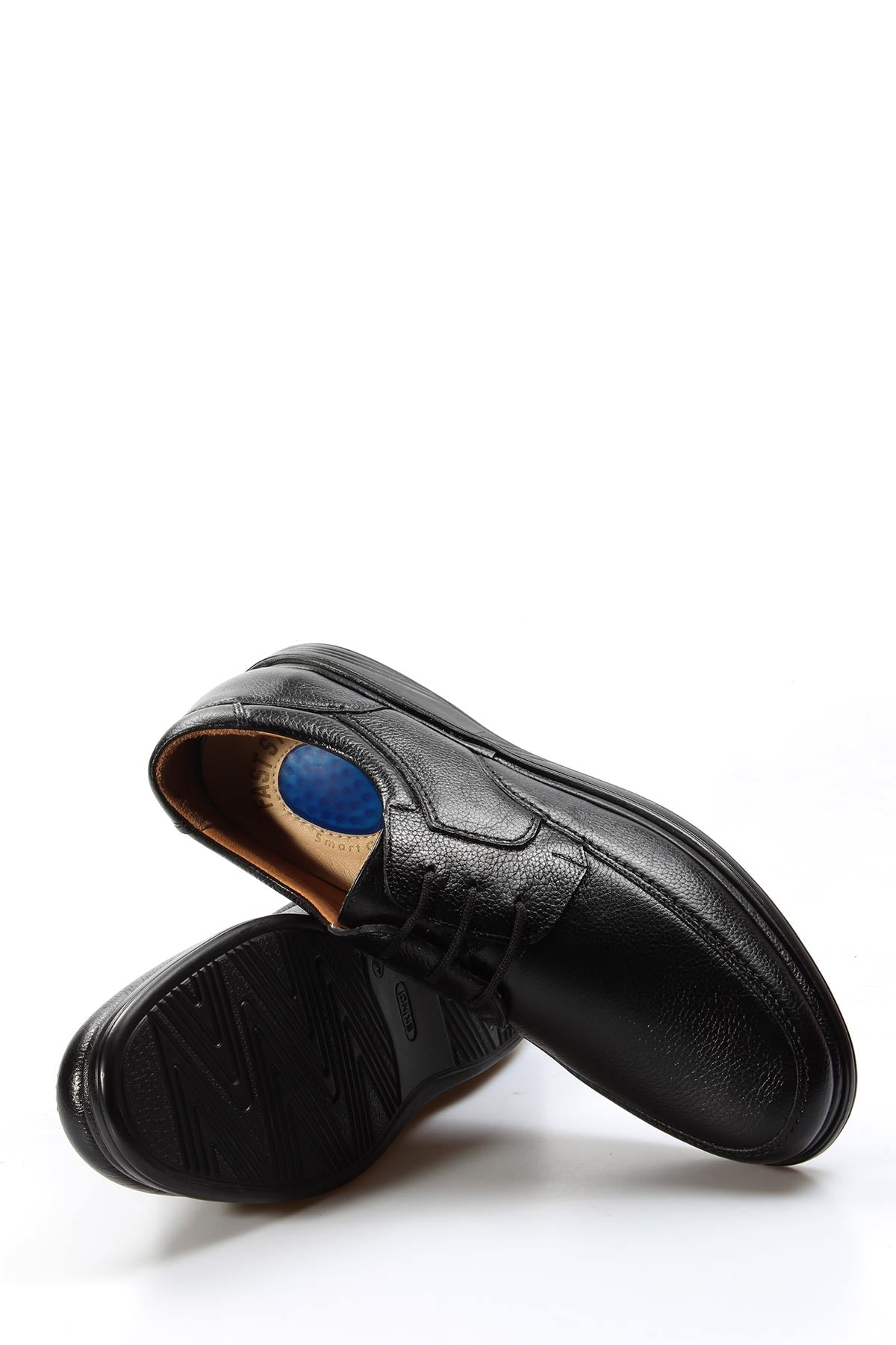 Men's Black Pebbled Leather Lace-Up Shoes - Wessi