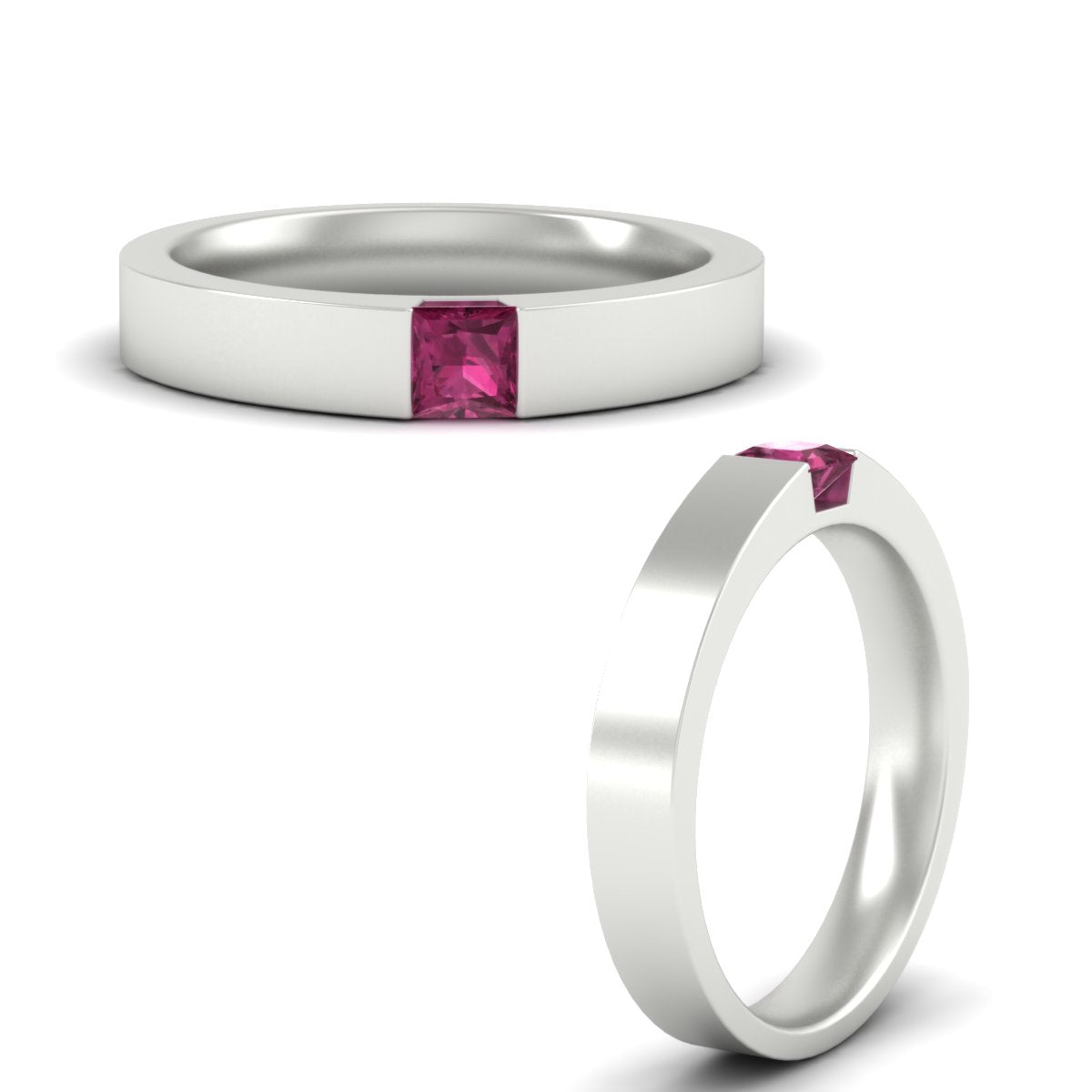 Half Bezel Solitaire Mens Engagement Ring