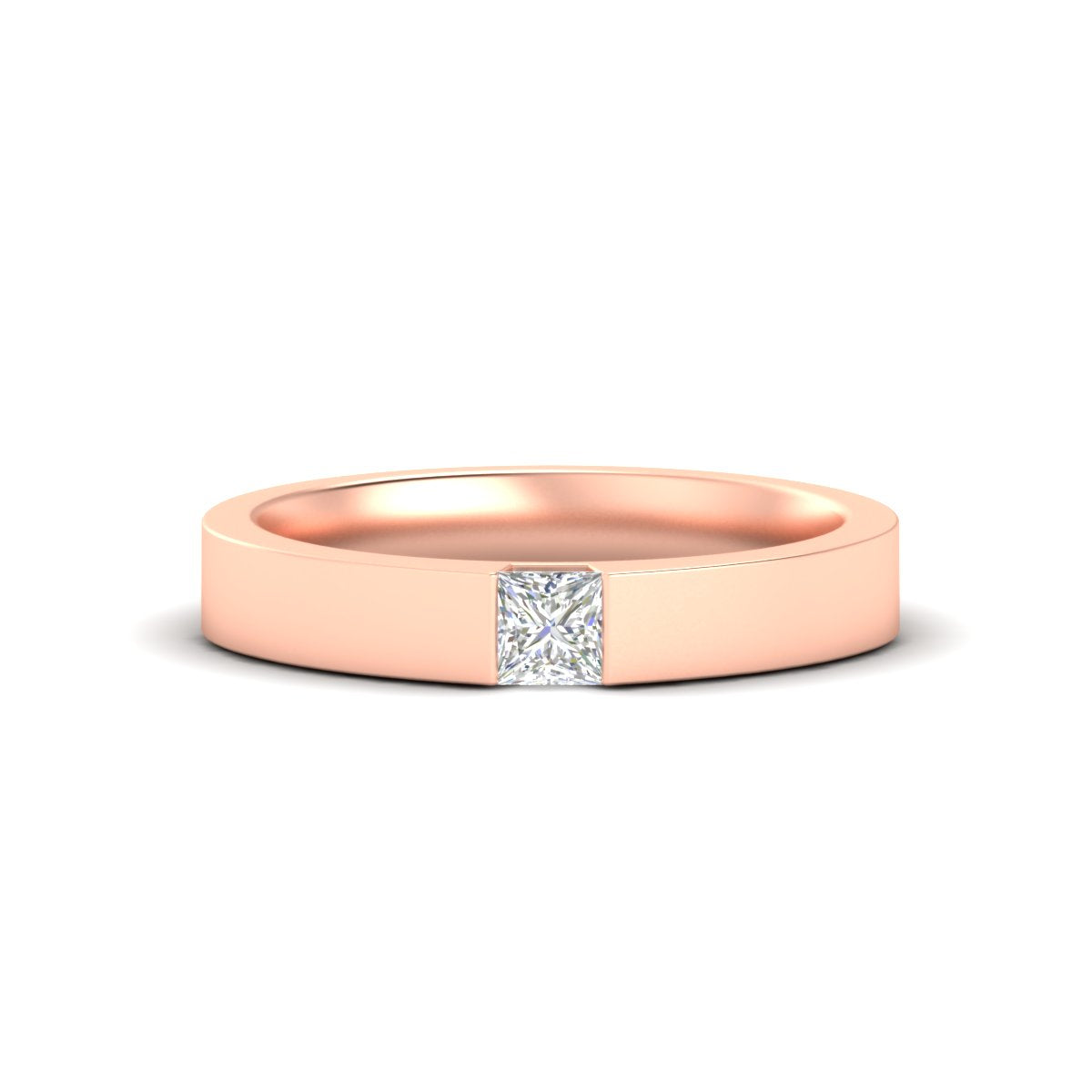 Half Bezel Solitaire Mens Engagement Ring