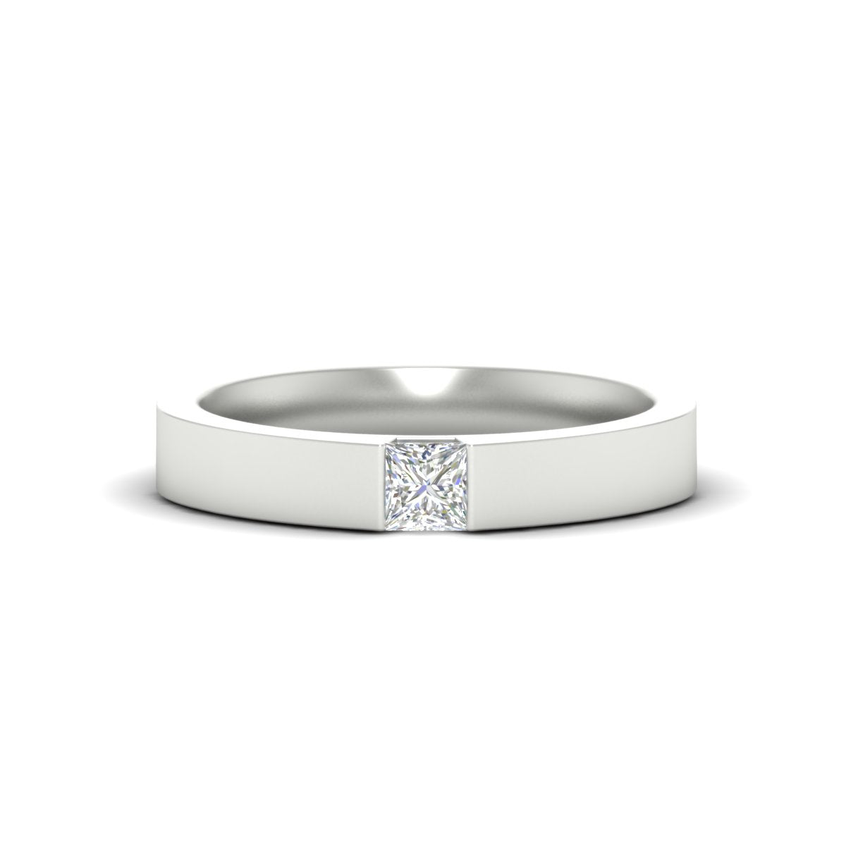 Half Bezel Solitaire Mens Engagement Ring