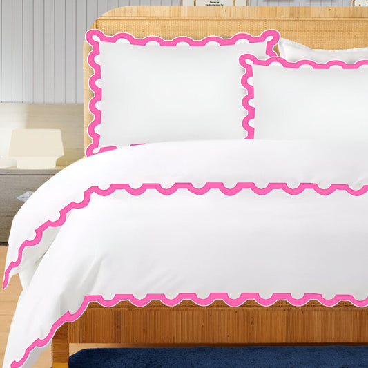 400TC U Shape Applique Embroidery Cotton Duvet Cover Set