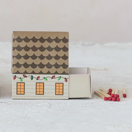 Brown Roof Safety Matches in House Shaped Matchbox