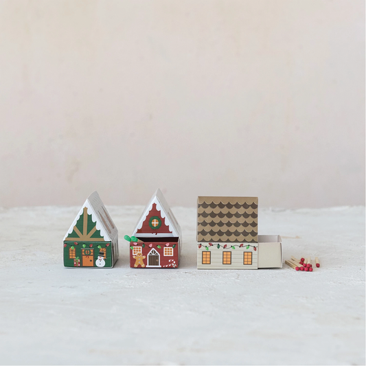 Red House Safety Matches in House Shaped Matchbox