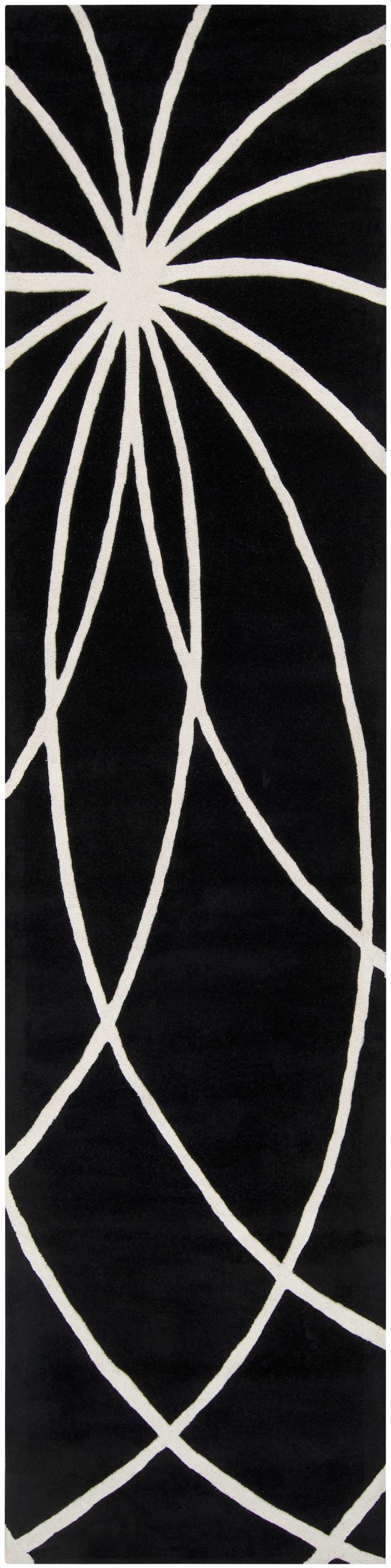 Davison Black Geometric Wool Carpet