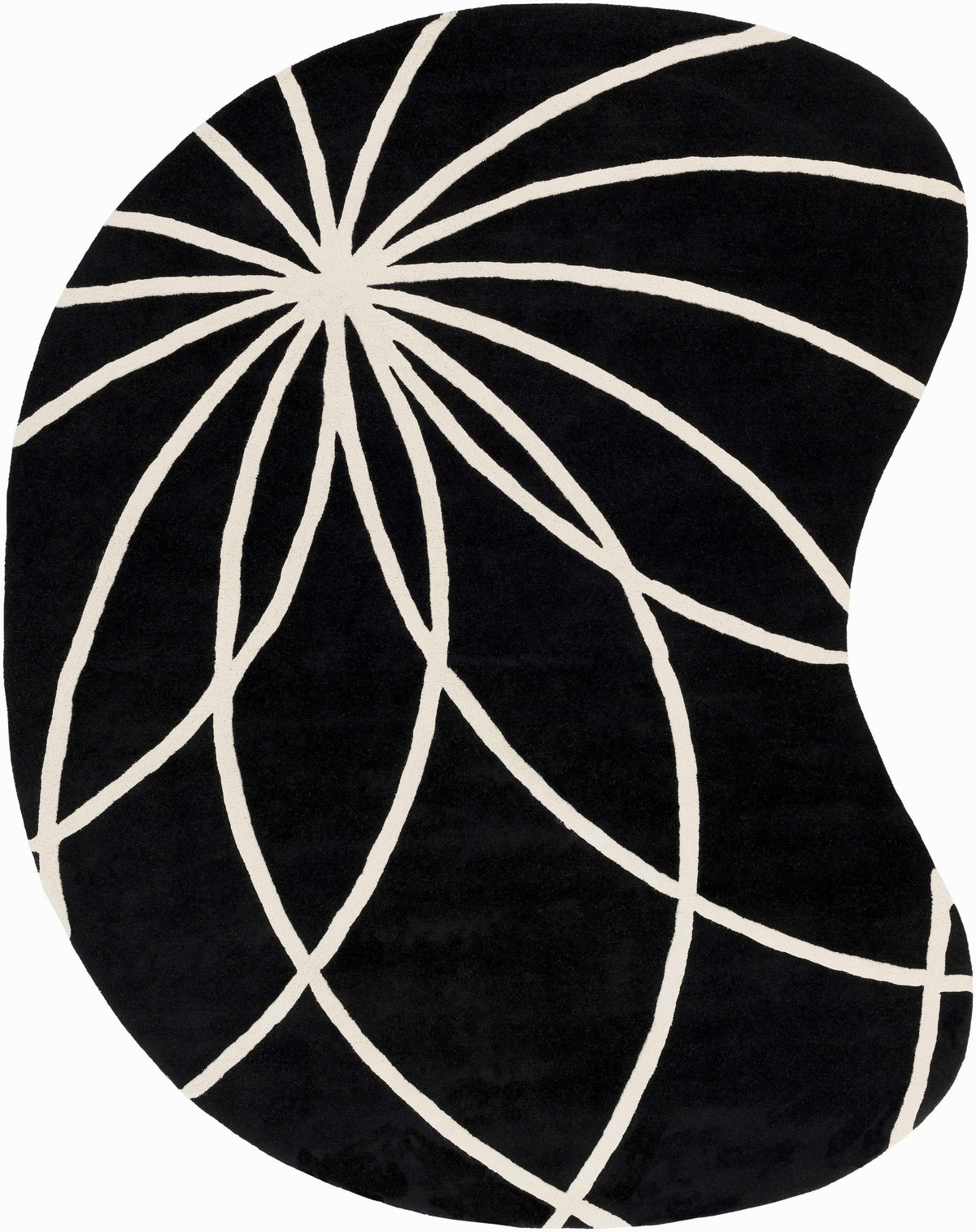 Davison Black Geometric Wool Carpet