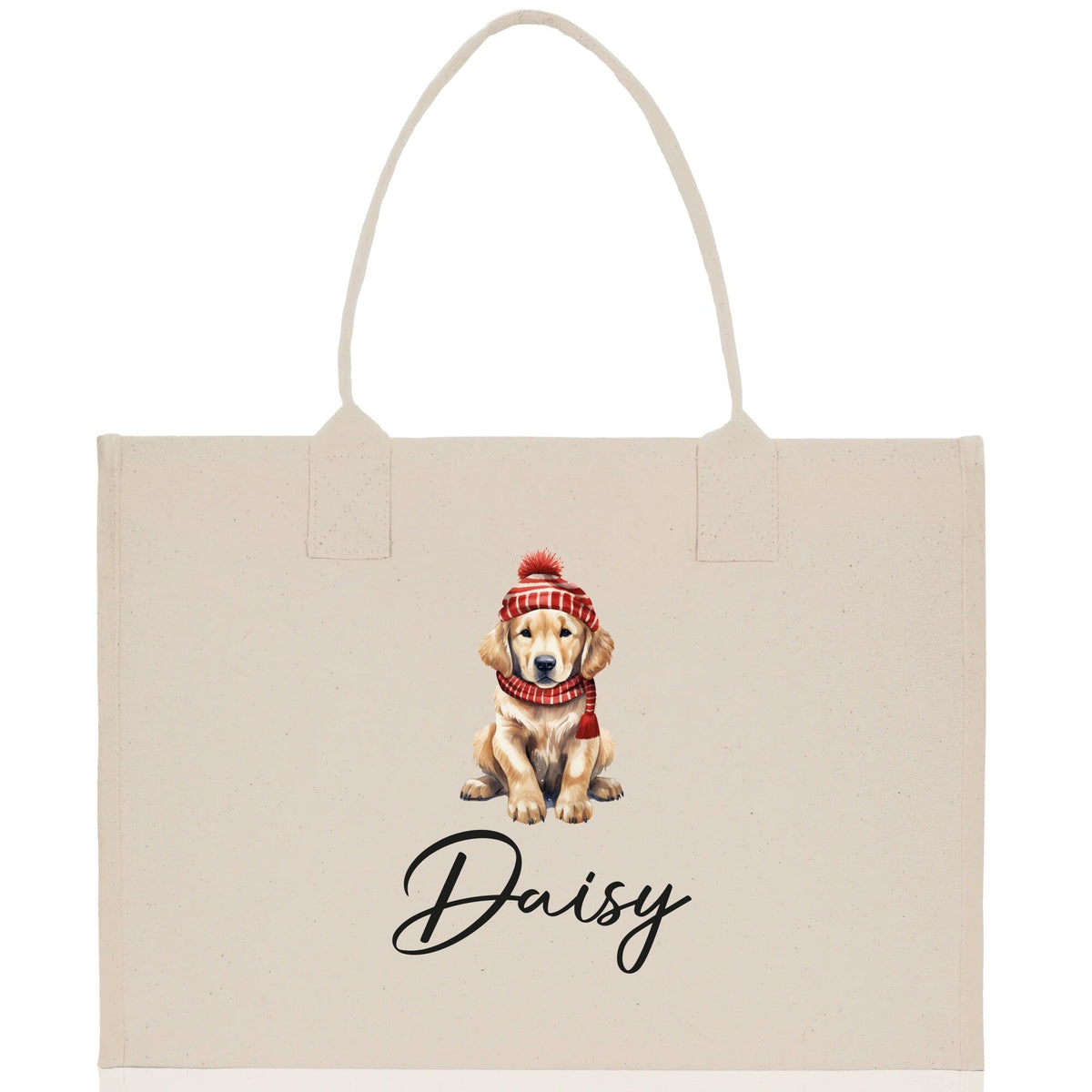 Baby Golden Retriever Custom Name Custom Cotton Canvas Tote Bag Custom Pet Lover Gift Pet Portrait Bag Personalized Pet Owner Gift Tote Bag