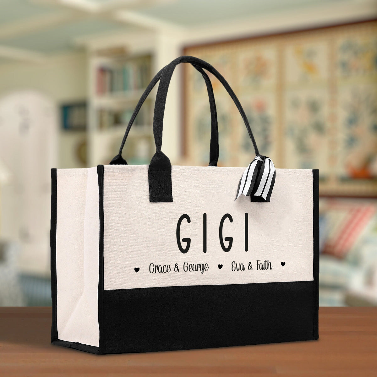 Gigi Grandchild Kids Names Custom Grandma Tote Bag Grandma's Getaway Bag Gigi Bag Personalized Grandma Gift Bag Shopping Bag Mother Day Gift