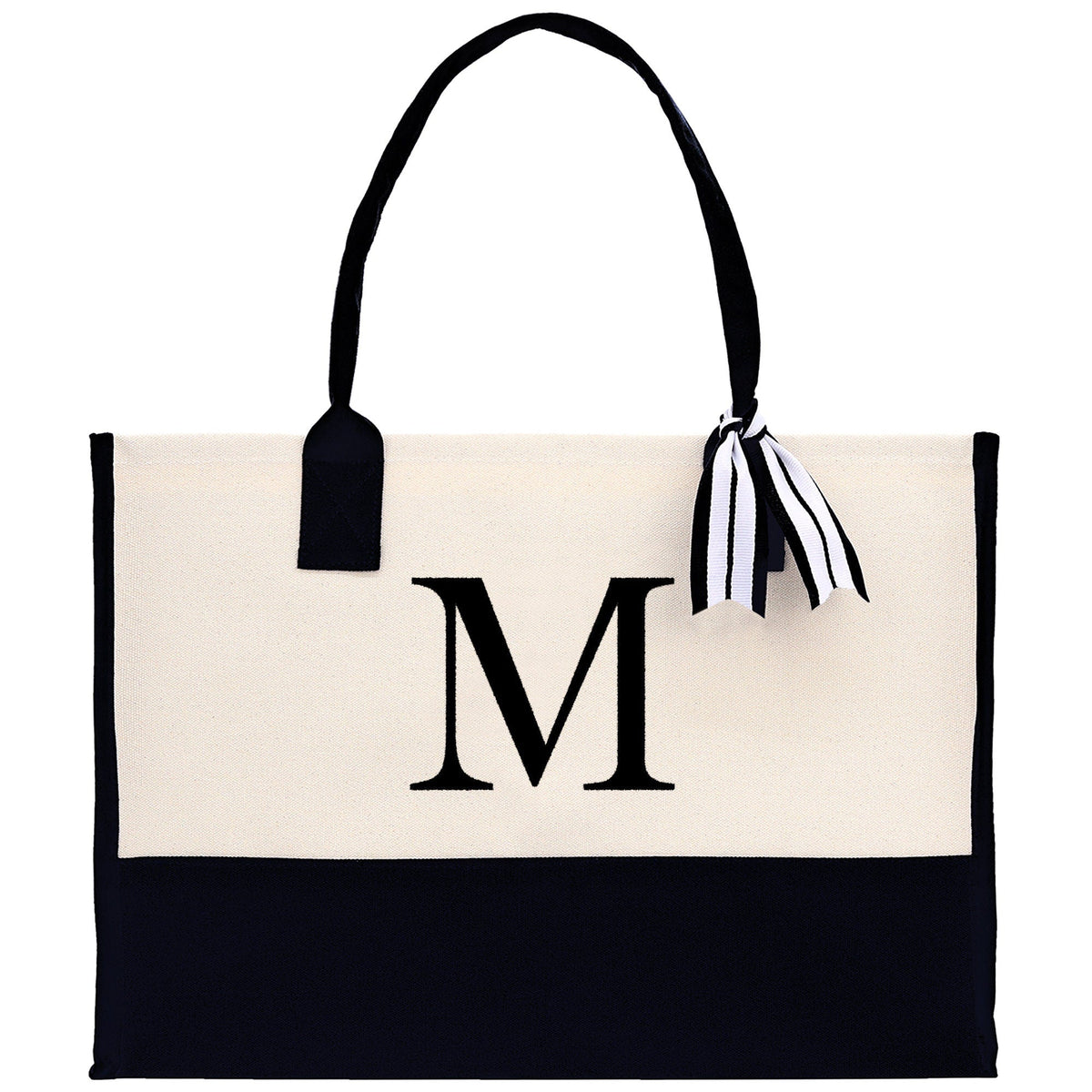 Monogram and Personalized Name Cotton Canvas Tote Bag Initial Tote Bag Letter Tote Bag Birthday Gift Bag Beach Bag Custom Monogrammed Bag