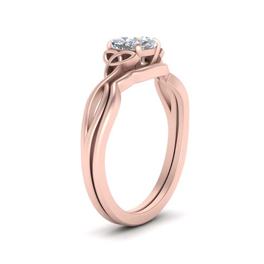 Cushion Cut Infinity Celtic Solitaire Wedding Set