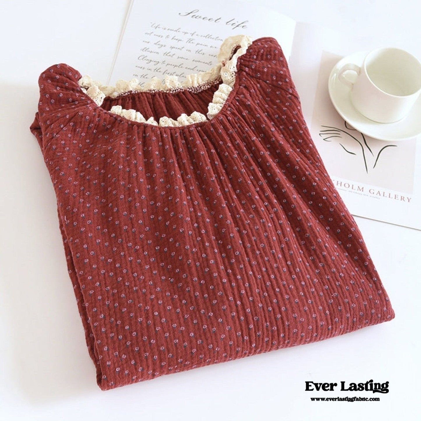 Ivy Red Floral Ruffled Pajama Set / Dress