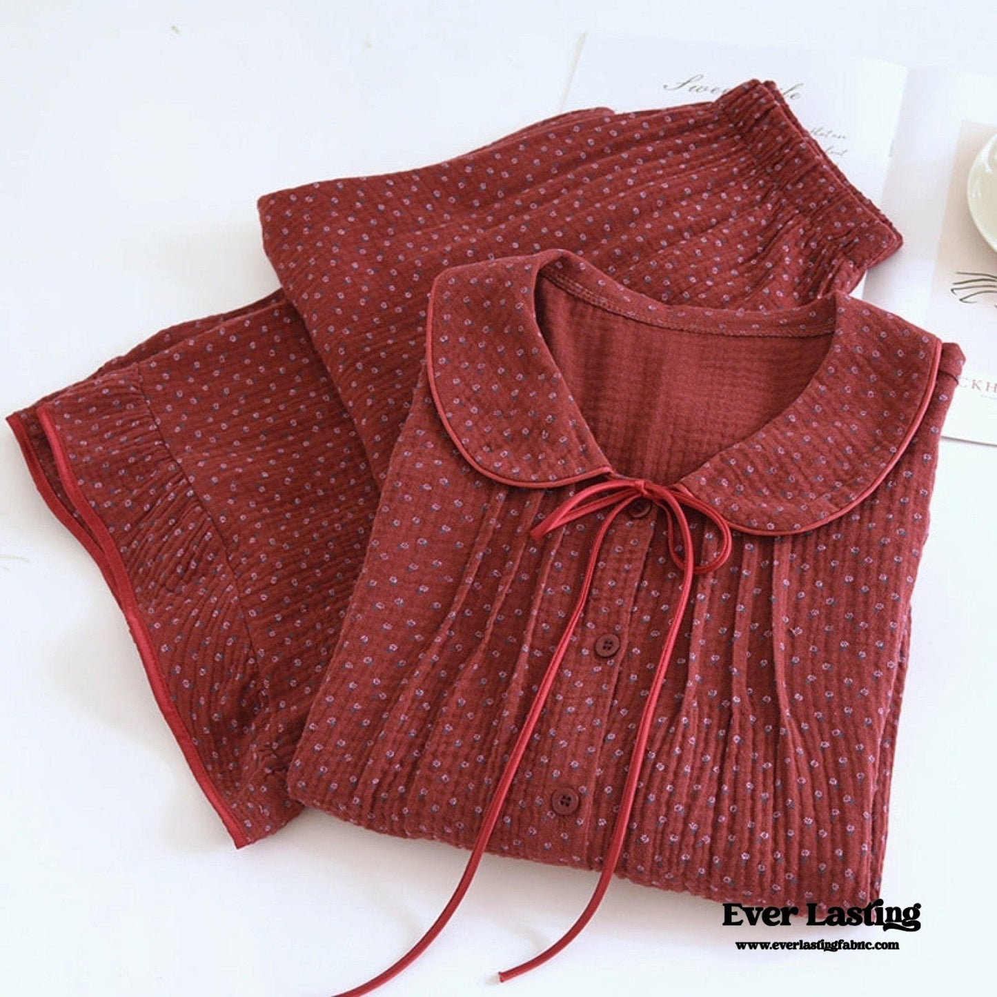 Ivy Red Floral Ruffled Pajama Set / Dress