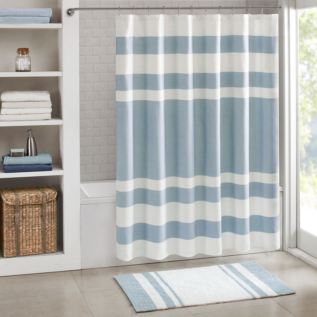 Blue Shower Curtain with 3M Water Repellent - 72x72 Inch