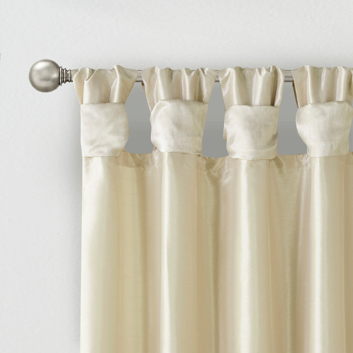 Champagne Twist Tab Lined Window Curtain Panel with Faux Silk Finish - 50" x 95"