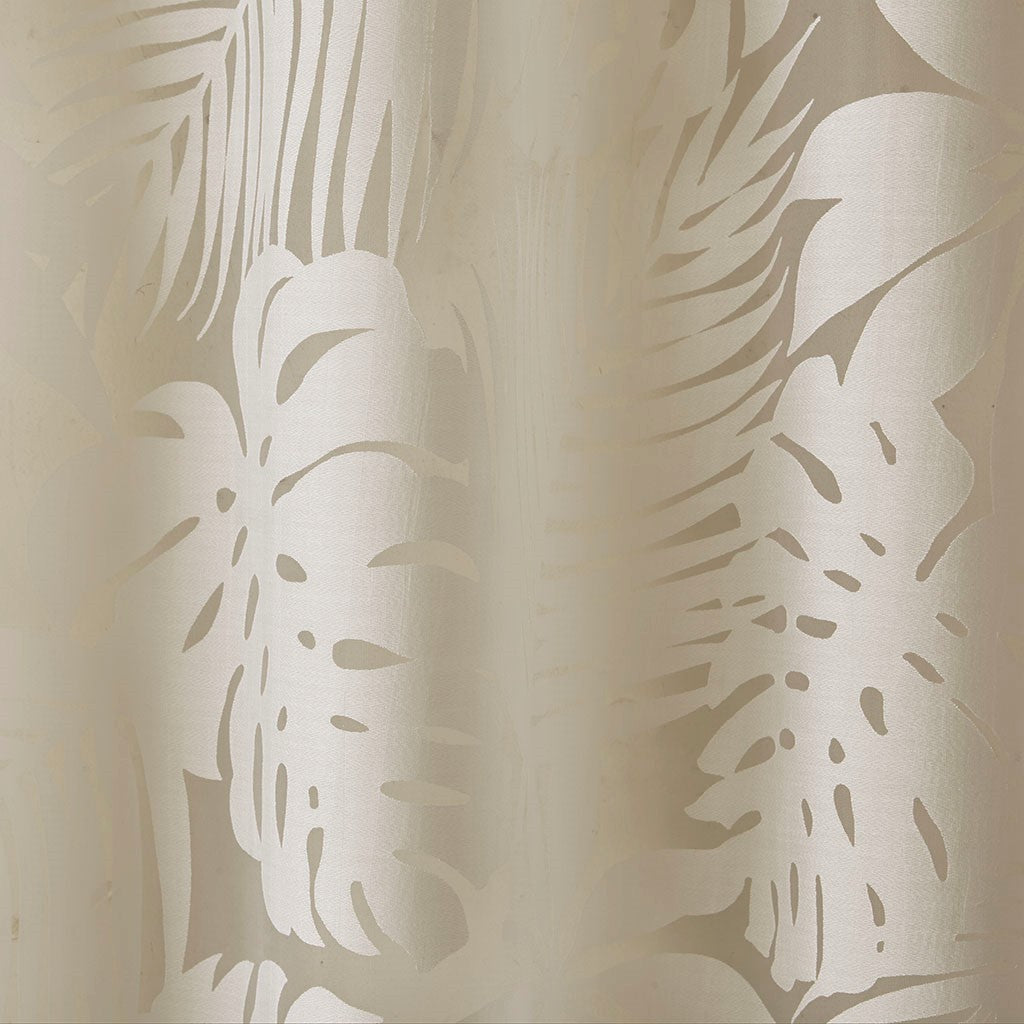 Palm Leaf Burnout Sheer Window Curtain with Palm Leaf Design - Natural