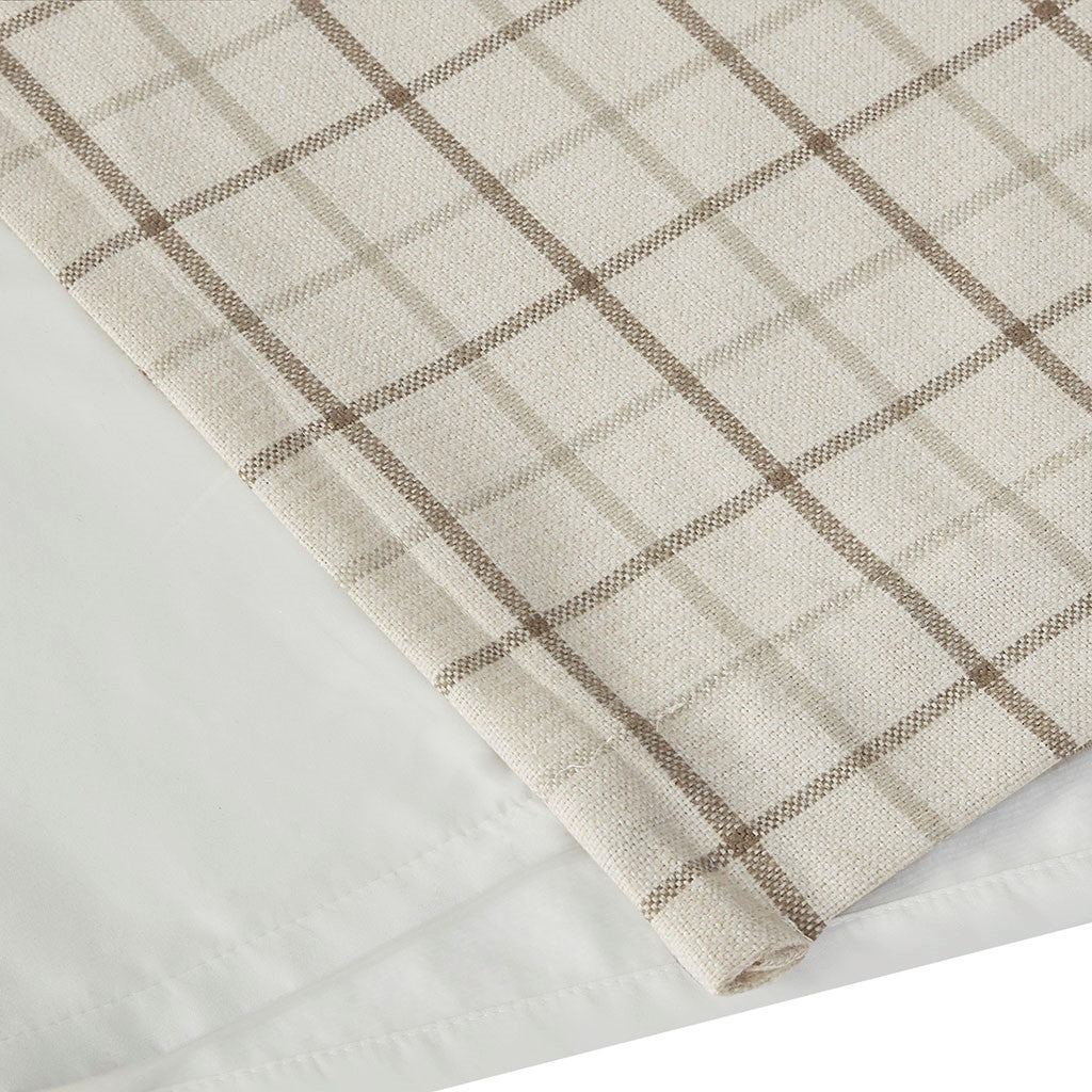 Plaid Faux Leather Curtain Panel with Fleece Lining - Dark Grey