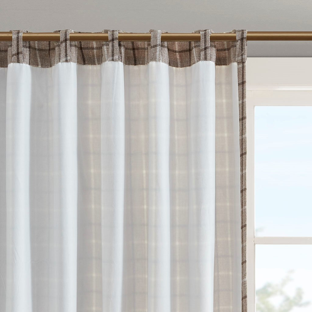 Plaid Rod Pocket and Back Tab Curtain Panel with Fleece Lining - Green Plaid
