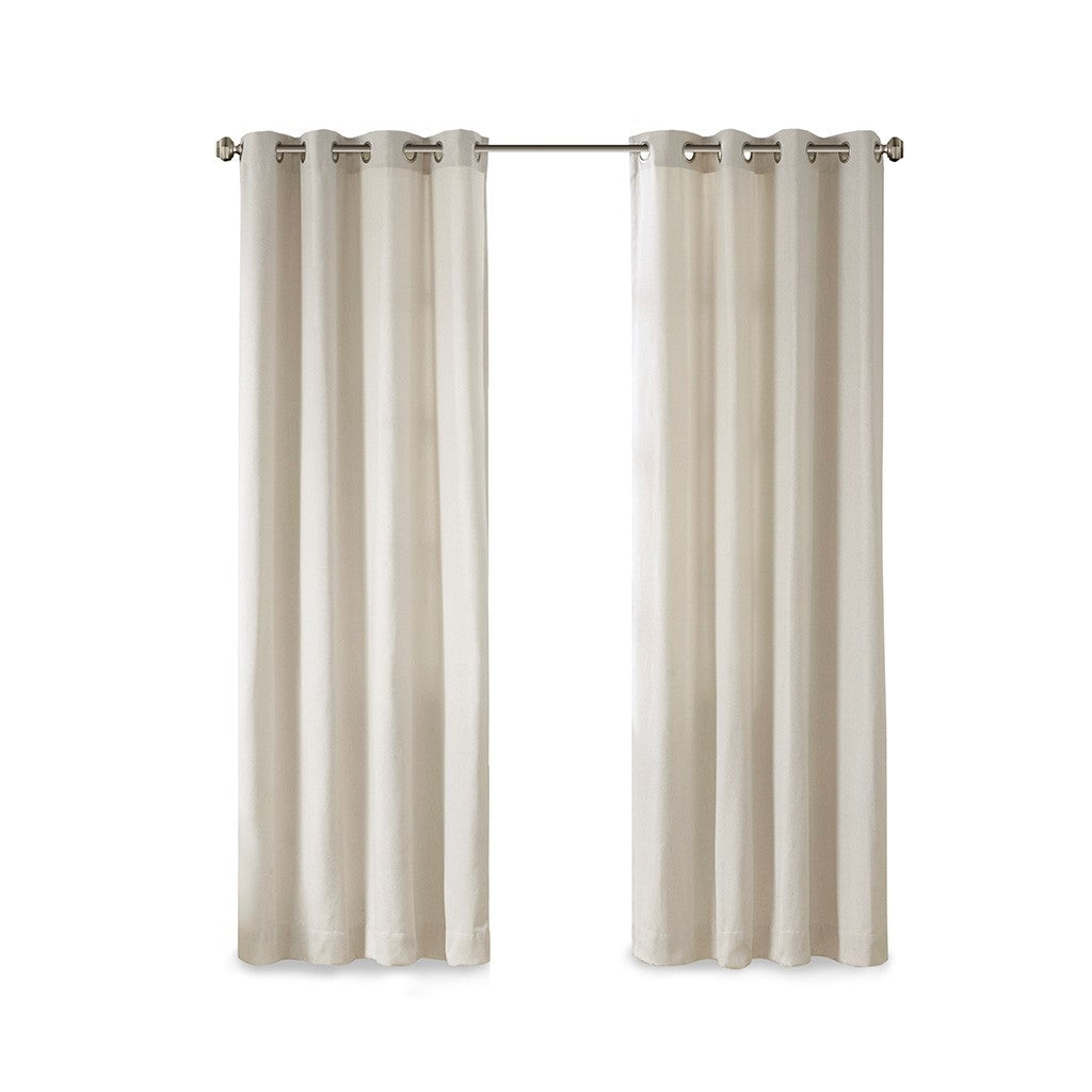 Plaid Rod Pocket and Back Tab Curtain Panel with Fleece Lining - Natural