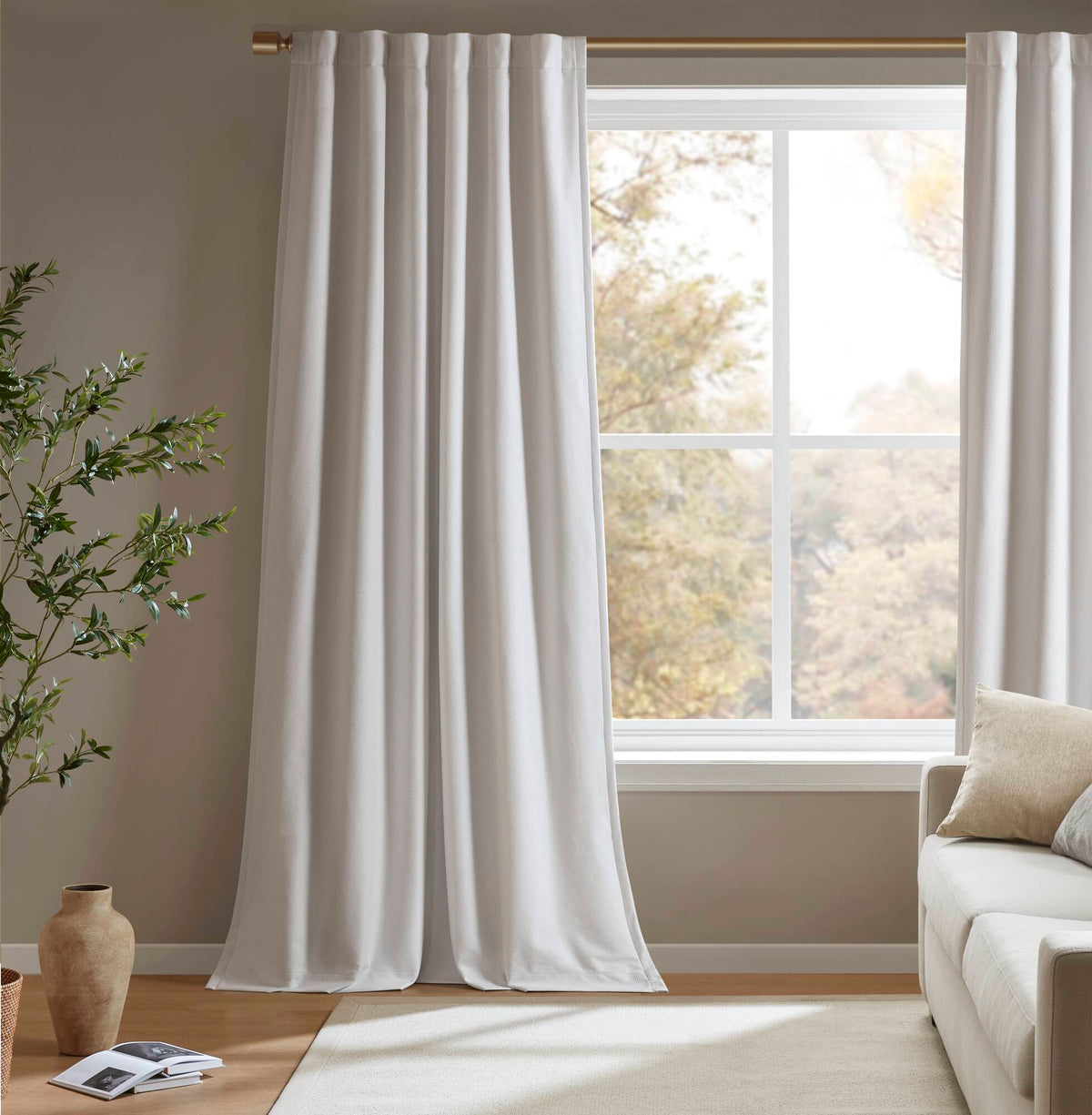 Sound Blocking Total Blackout Curtain Panel Pair - White 52" x 84" (Set of 2)