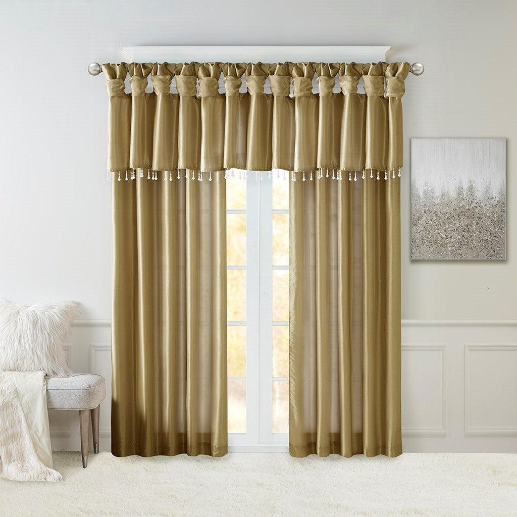 Twist Tab Lined Window Curtain Panel with DIY Twist Tabs - Bronze