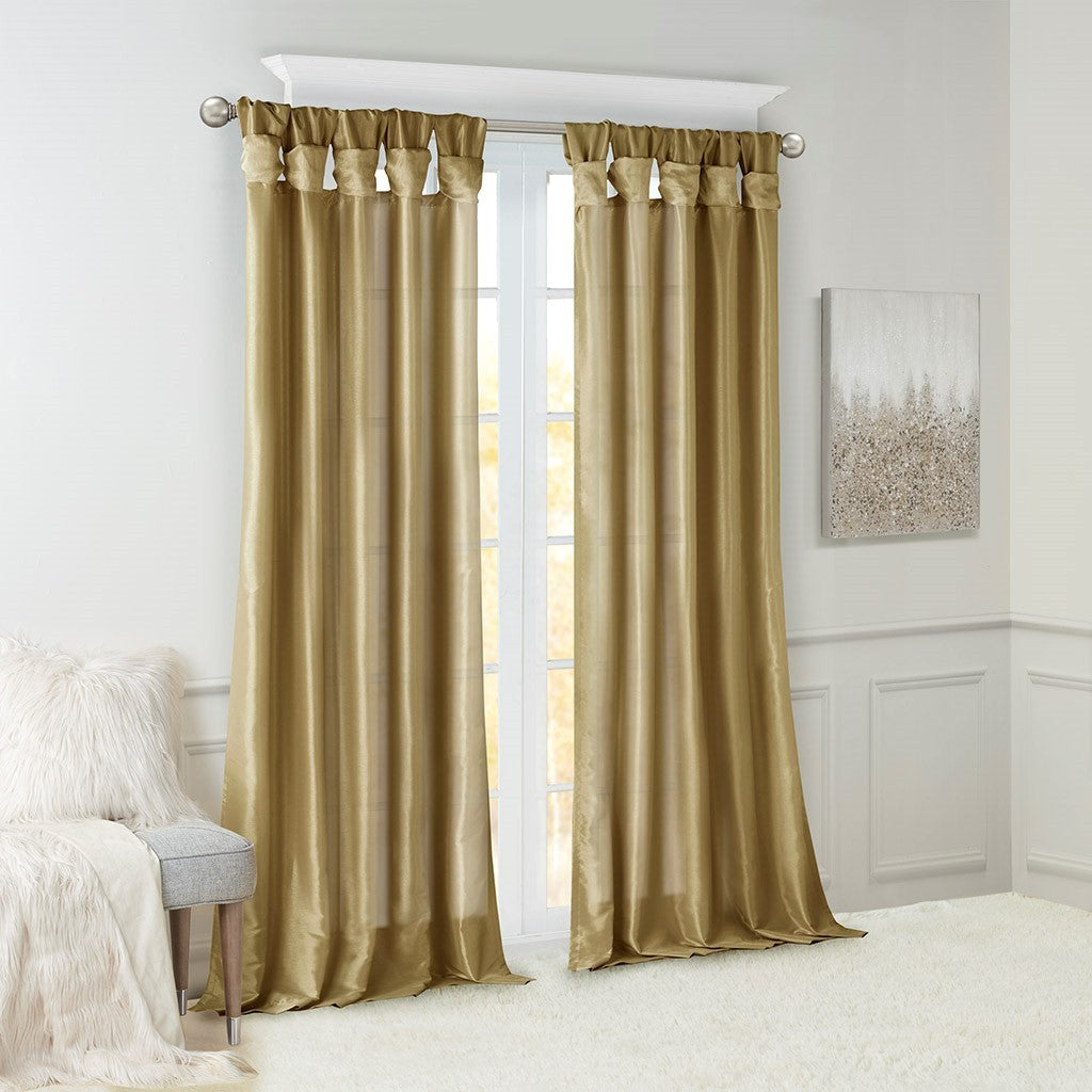 Twist Tab Lined Window Curtain Panel with DIY Twist Tabs - Bronze