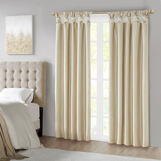 Twist Tab Total Blackout Window Curtain Panel with Thermal Technology - Champagne