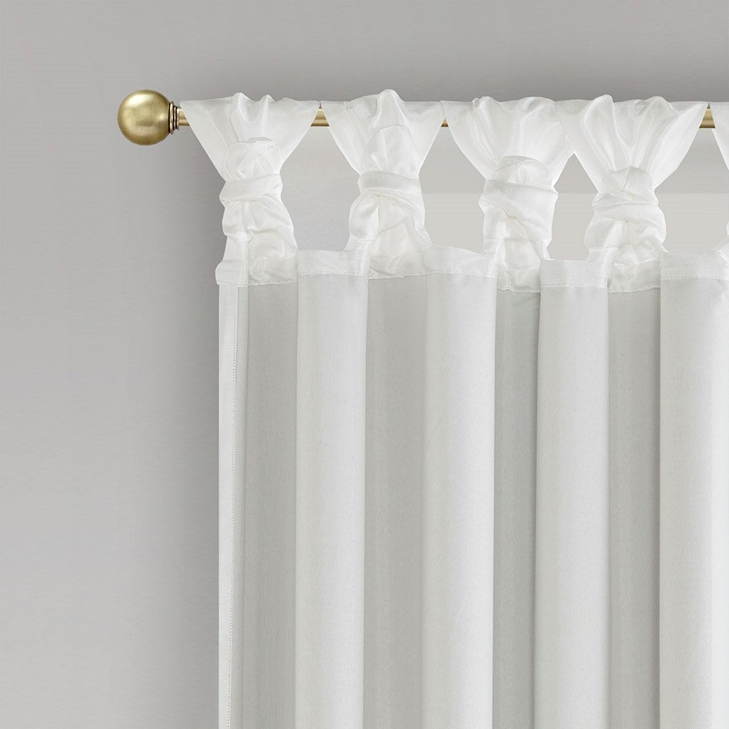 Twist Tab Total Blackout Window Curtain Panel with Thermal Lining - White