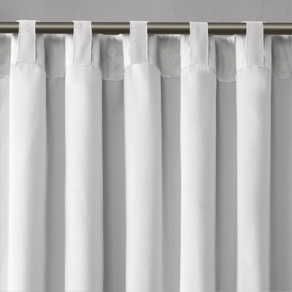 White Embroidered Curtain Panel with Lining - 50x95 Inches